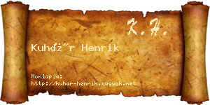 Kuhár Henrik névjegykártya